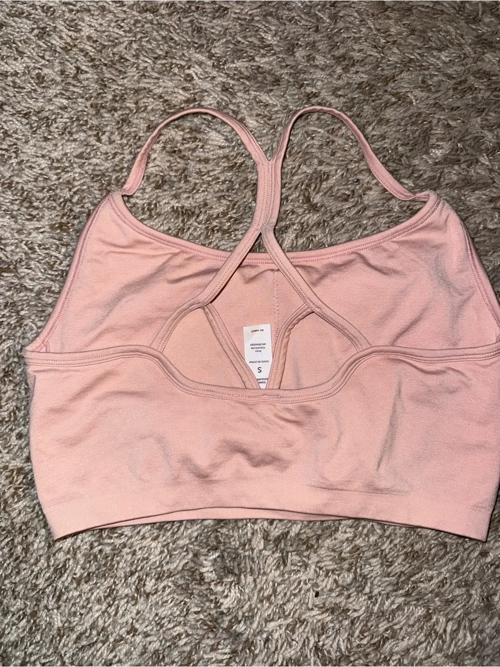 Yogalicious Light Pink Seamless Racerback Sports Bra - Picture 2 of 3